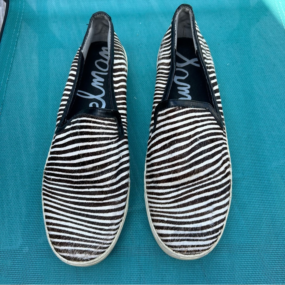 Sam Edelman Becker Brown Zebra Print Leather SlipOn Loafers Size 10.5 US / 42 EU